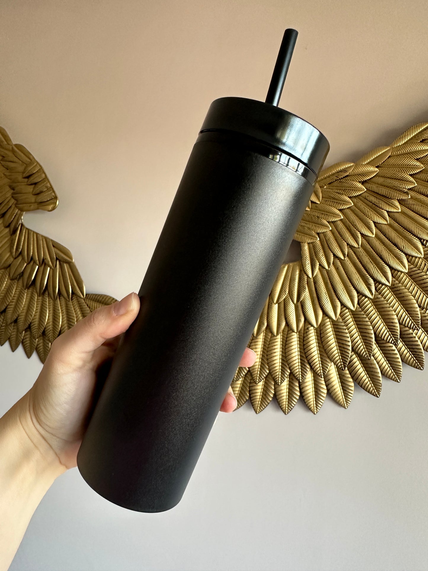 Shiny Black Skinny Tumbler