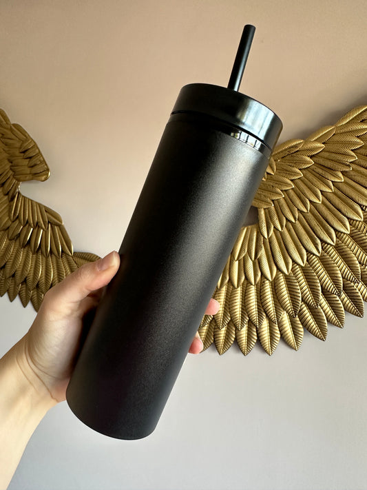 Shiny Black Skinny Tumbler