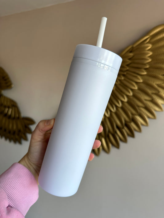 Shiny White Skinny Tumbler