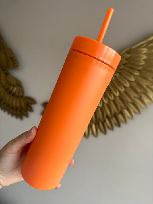 Shiny Sunset Orange Skinny Tumbler