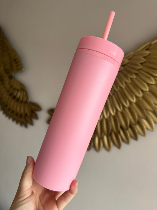 Shiny Baby Pink Skinny Tumbler